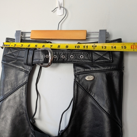 HARLEY DAVIDSON Black Leather Vintage Made In USA Chaps Size XS Women - Picture 11 of 15